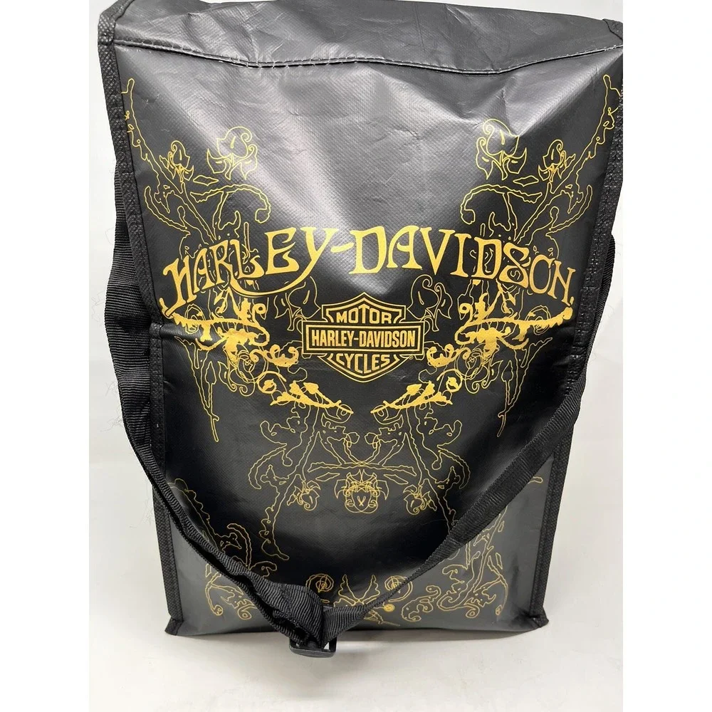 Harley Davidson Reusable Paper Tote Messenger Bag Black Olive Rose 2013 Licensed